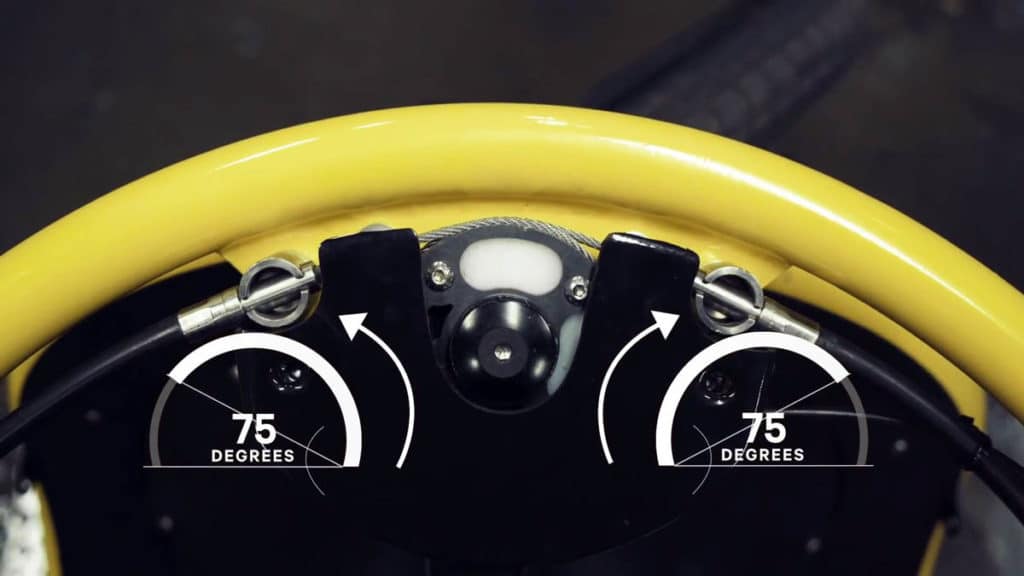 Steering angle of up to 75 degrees possible on the e-bike Bogbi