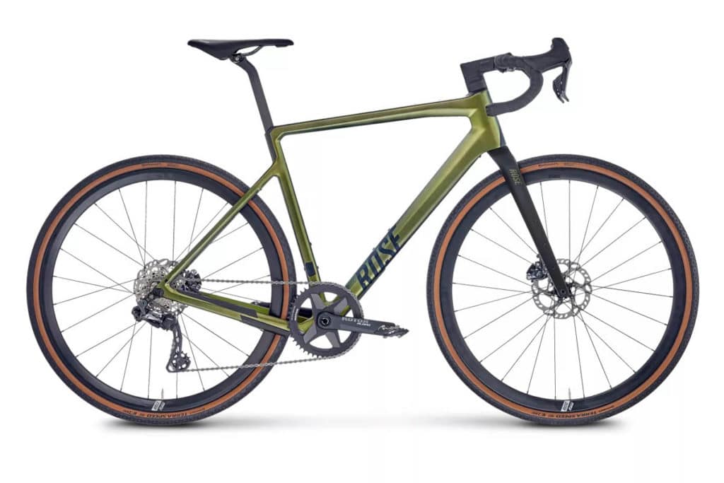 Gravel bike Rose Backroad in the colour Evil Pepper Green with Classified Powershift hub