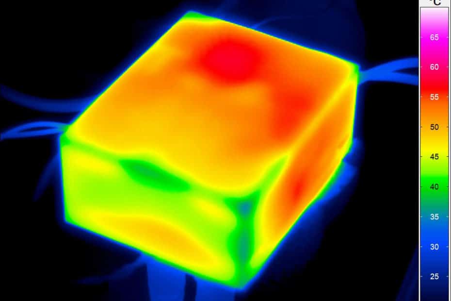 Thermal image of the prototype of a charger for ebikes developed at the University of Stuttgart