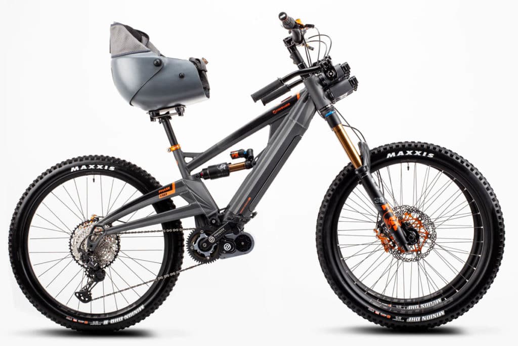 Studio shot of the adaptive ebike Orange Phase AD3 in side view