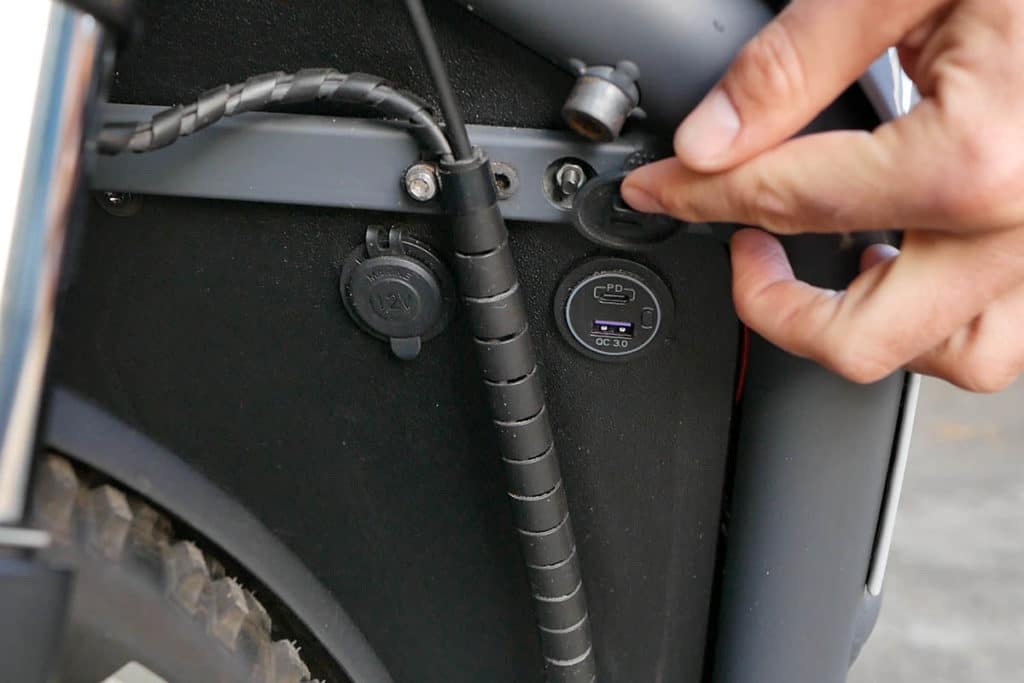 USB charging port on the Idit box for e-cargo bikes