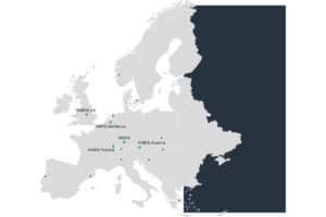 Map with the international locations of Magura Bosch Parts & Services MBPS