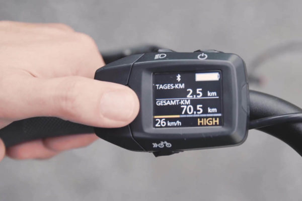 View of different distances measured on the Side Color Display control unit for ebikes with Panasonic drive system