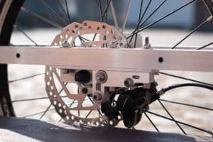 Hydraulic disc brakes on the Trude Trailer bicycle trailer