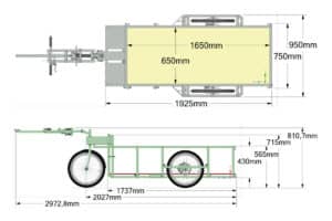 Dimensions for the Trude Trailer bicycle trailer