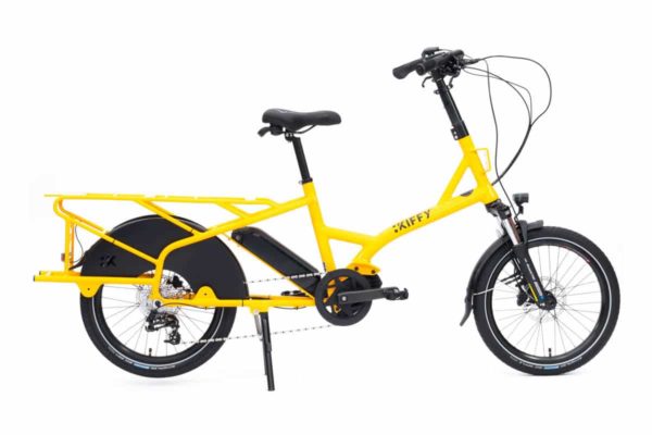 Kiffy Capsule MT Smart e-cargo bike for the 2023 season in the colour Mango Yellow