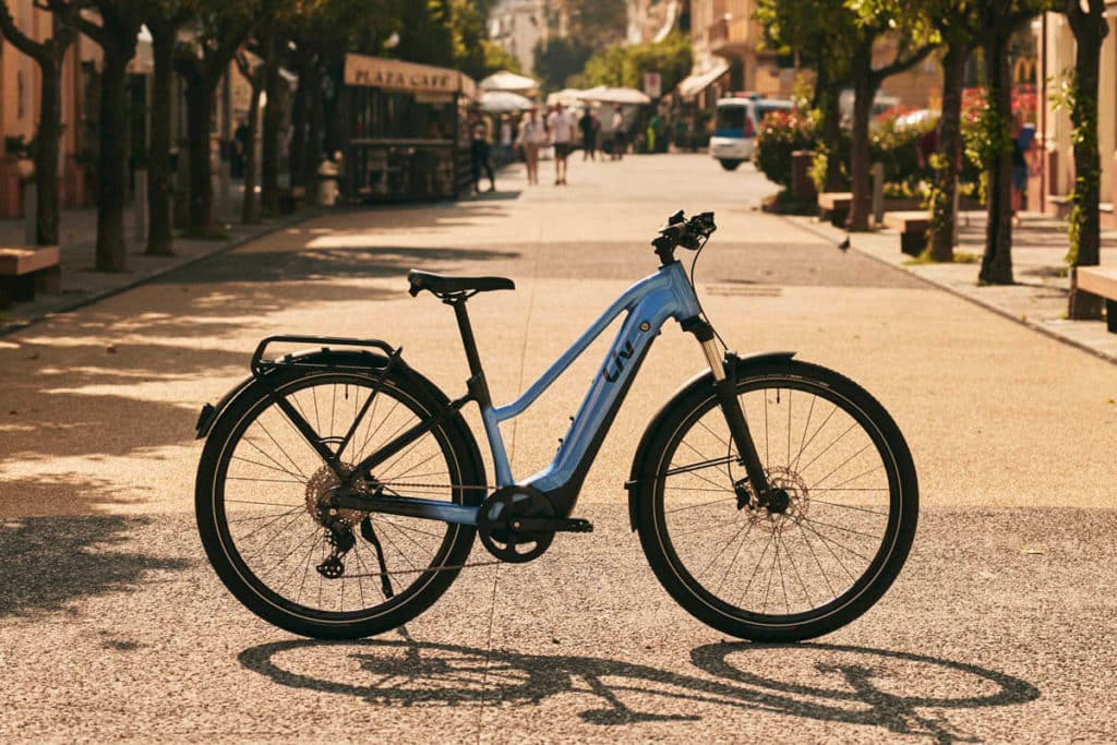 Liv Amiti E+ 1 ebike in the colour Estoril Blue