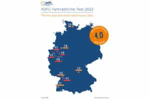 Overview of the five best and worst rated major cities in the ADFC bike-friendly cities rating 2022