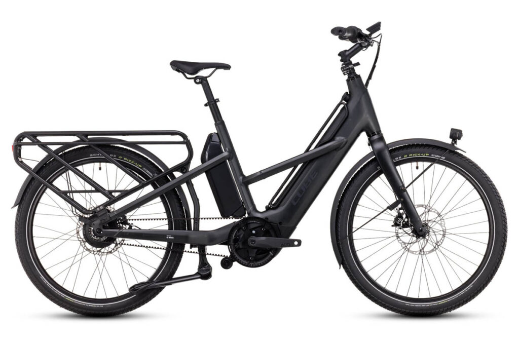 Cube Longtail Hybrid 725 e-cargo bike in the colour Grey'n'Reflex