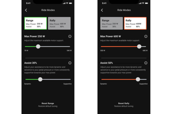 Range and Rally riding modes on the Sram Eagle Powertrain ebike drive