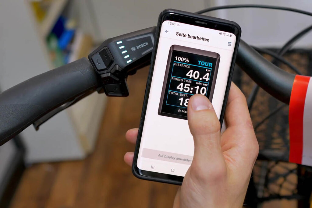 Editing the content of the ride screens in the Bosch eBike Flow app