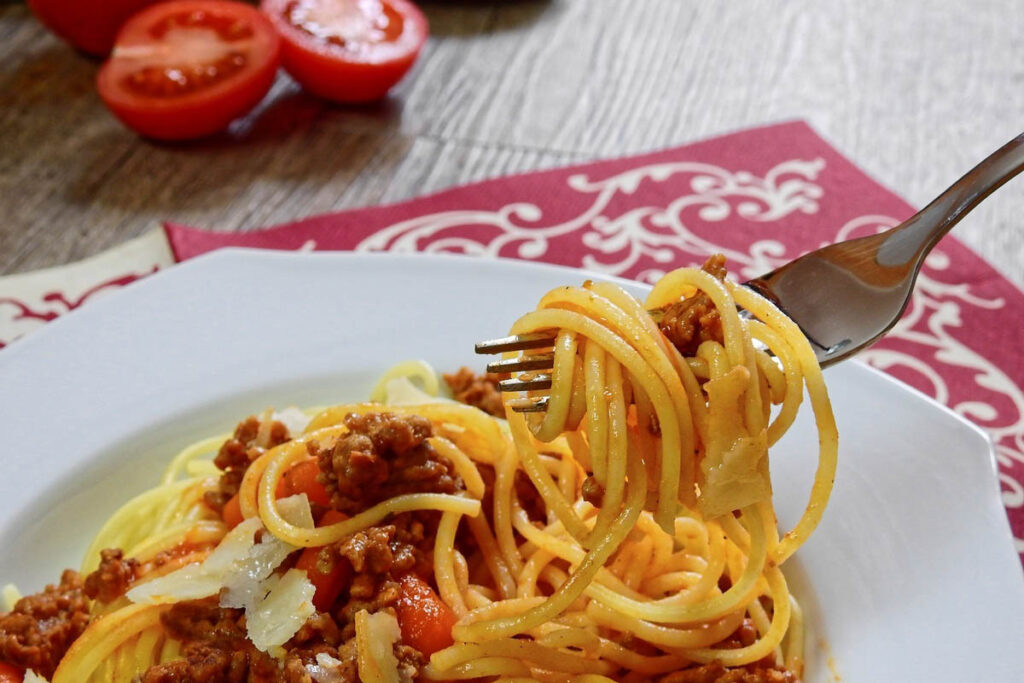 Plate of spaghetti Bolognese