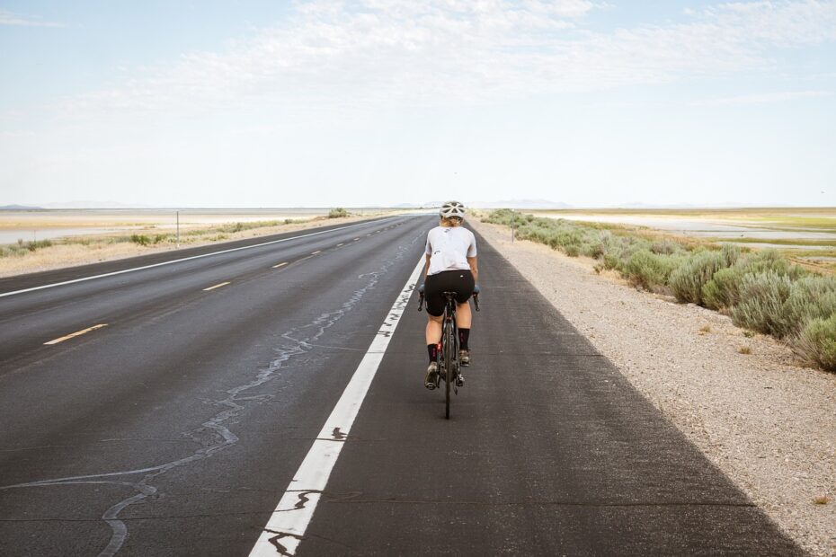 Cyclist on a hot road