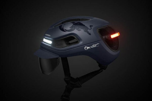 Bicycle helmet featuring front and tail lights