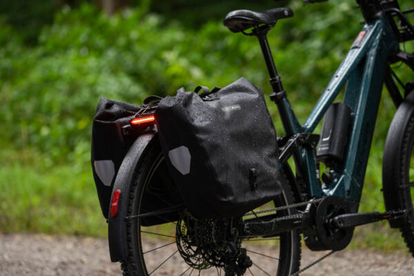 Panniers on the rear rack of the Flyer Goroc X ebike for the 2025 season