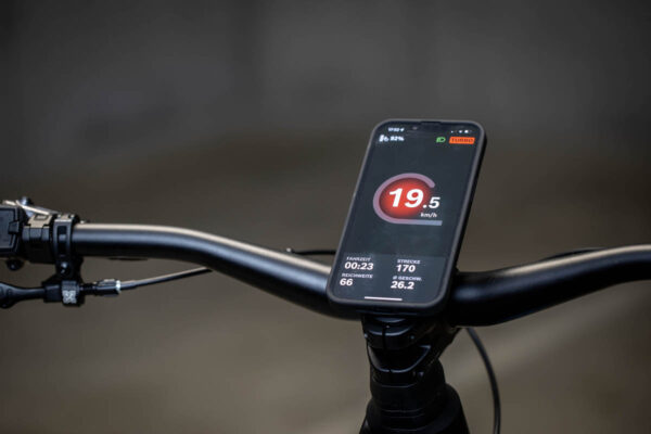 Smartphone on the Flyer Uproc Evo:X ebike for the 2025 season