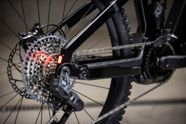 Tail light integrated into the rear triangle on the Flyer Uproc Evo:X ebike for the 2025 season