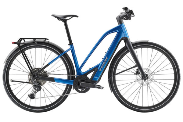 Trek FX+ 7 Midstep ebike in the colour Alpine Blue Gloss