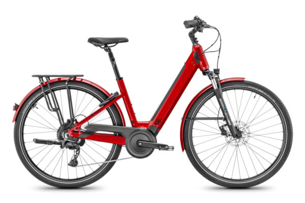 Moustache Samedi 28.4 Open ebike for the 2025 season in the colour Metalic Red Glossy