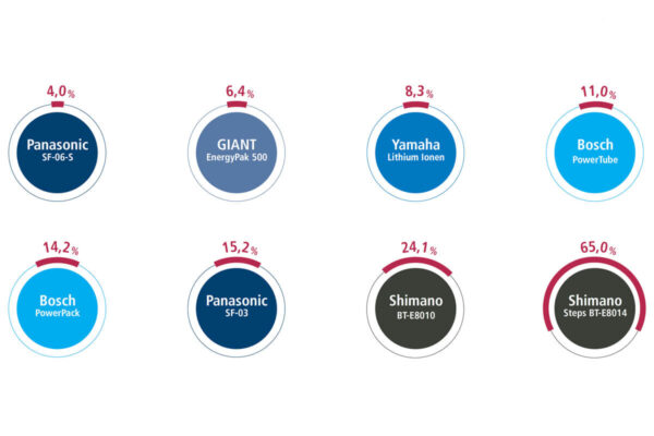 Results of Wertgarantie's E-Bike-Reparatur Studie 2021 on the distribution of damage to batteries