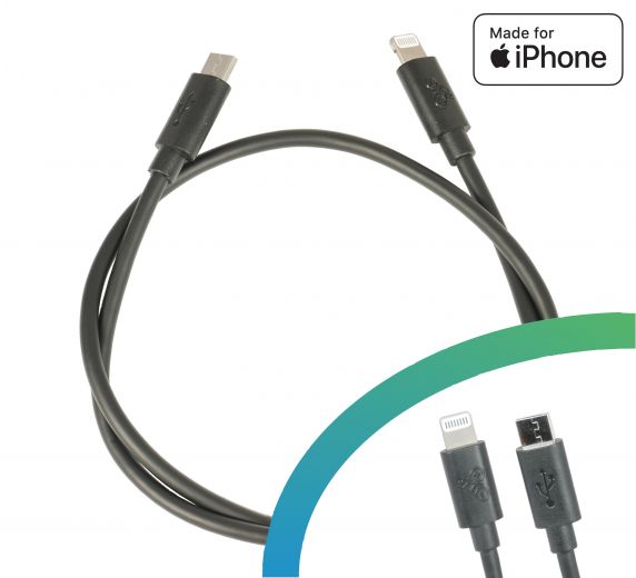 E-Bike USB charging cable Micro A - Apple Lightning - made for iPhone