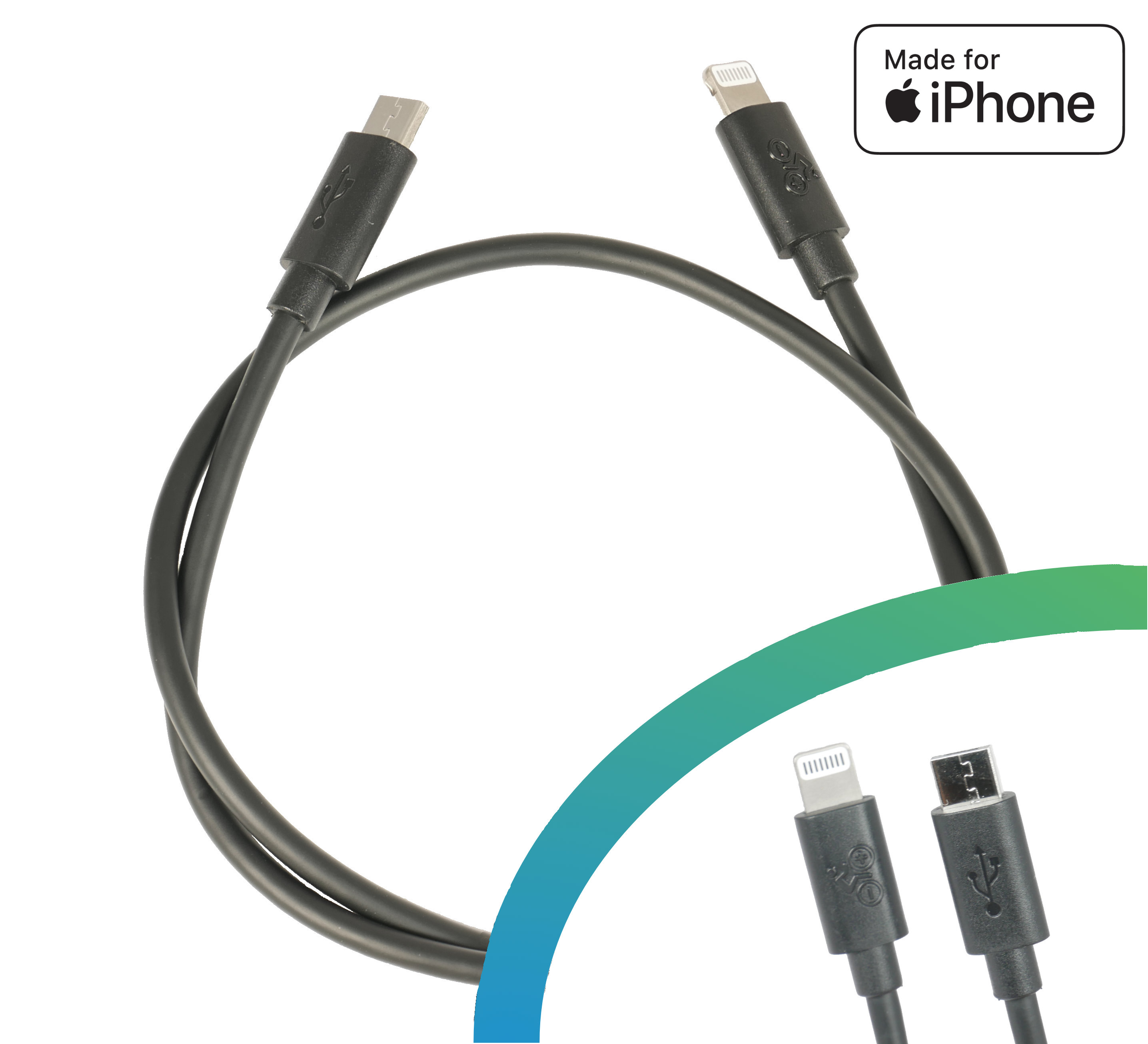 USB charging cable Micro A to Apple Lightning MFI Intuvia/Nyon/Kiox